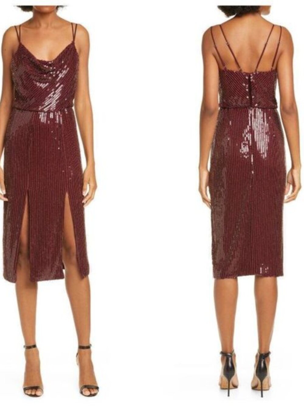 HANEY Elise Sequin Blouson Cocktail Dress HANEY